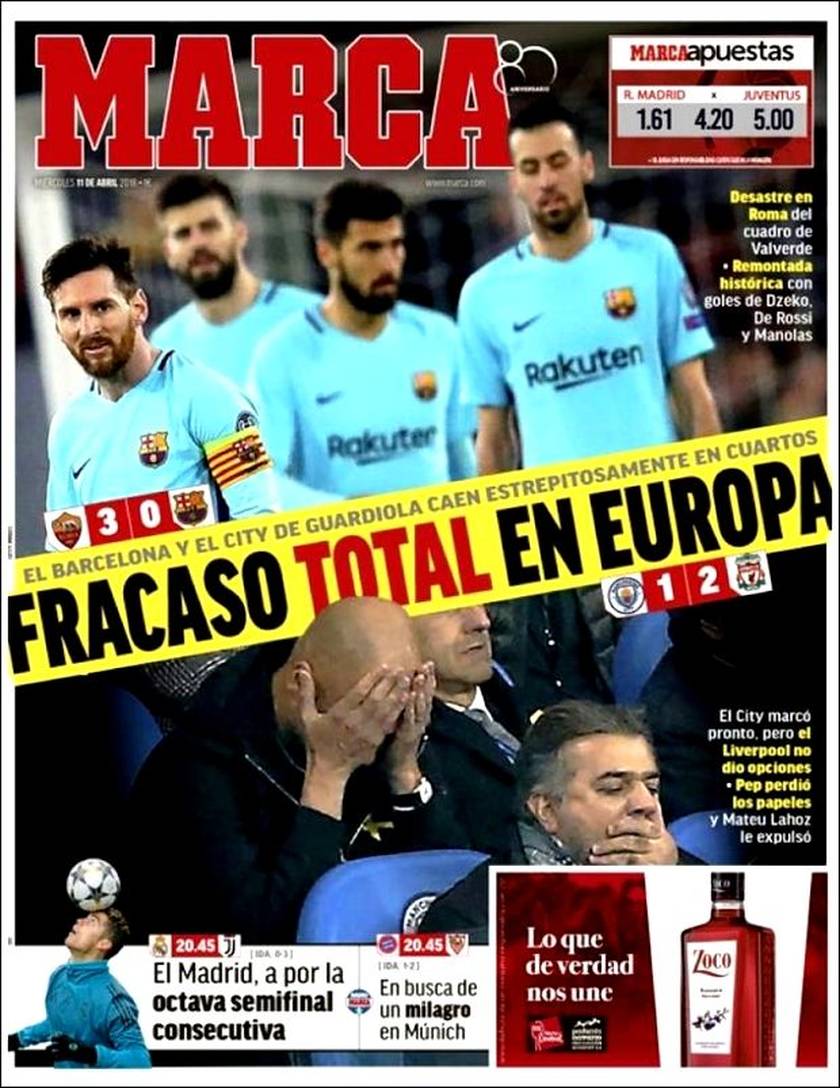 MARCA: "ΑΠΟΛΥΤΗ ΑΠΟΤΥΧΙΑ ΣΤΗΝ ΕΥΡΩΠΗ"