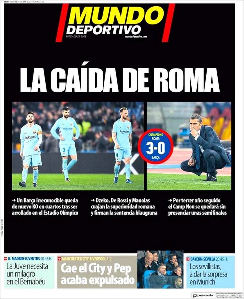 MUNDO DEPORTIVO: "Η ΠΤΩΣΗ ΤΗΣ ΡΩΜΗΣ"