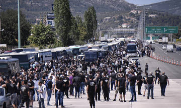 Το κονβόι των οπαδών του ΠΑΟΚ από ψηλά (vid)