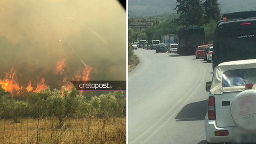 Μεγάλη πυρκαγιά στα Χανιά - Απειλούνται σπίτια - Έκλεισαν δρόμοι (Pics)