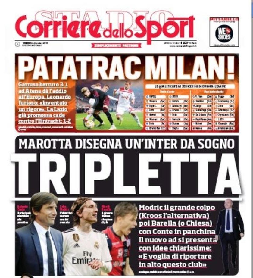 Corriere dello Sport: «Πατατράκ Μίλαν»