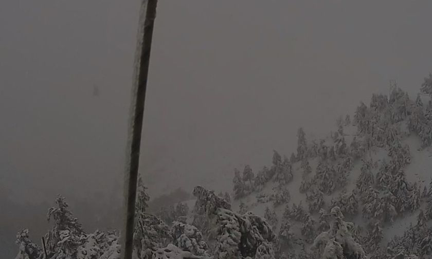 Εικόνα από την χιονισμένη Πάρνηθα - Τι δείχνει τώρα η live camera