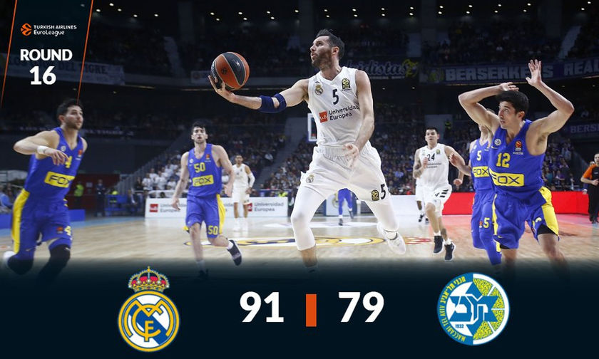 Η Ρεάλ εύκολα 91-79 τη Μακάμπι (vid)