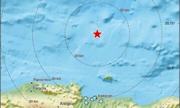 Σεισμός 4,1 Ρίχτερ βόρεια του Ηρακλείου