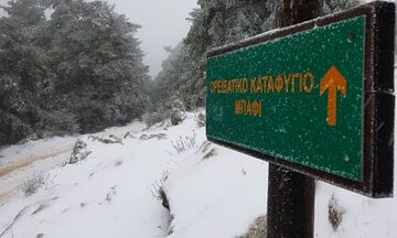 Έτσι ξημέρωσε στη χιονισμένη Πάρνηθα - Βίντεο από το καταφύγιο Μπάφι