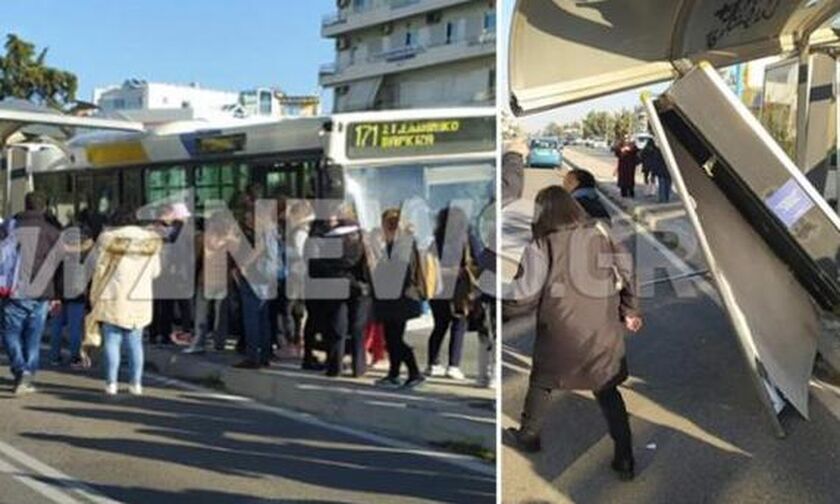 Γλυφάδα: Λεωφορείο έπεσε σε στάση (pics)