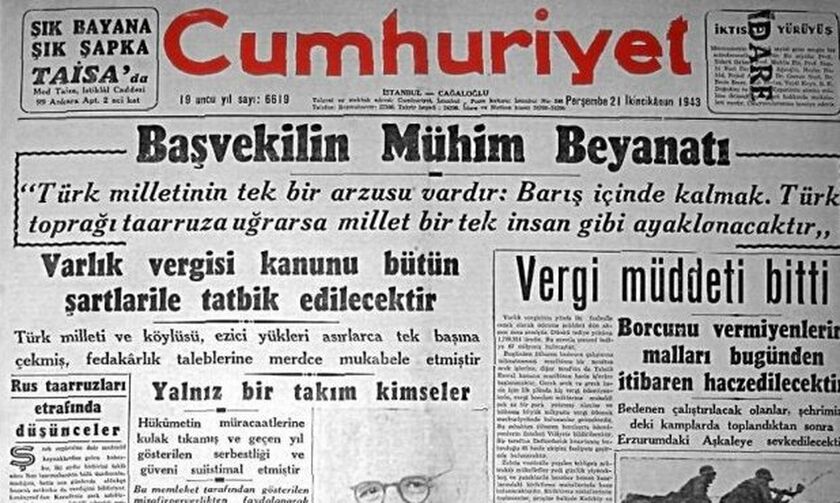 1942: Η ψήφιση του τουρκικού «Βαρλίκ Βεργκισί» κατά Ελλήνων, Εβραίων και Αρμενίων