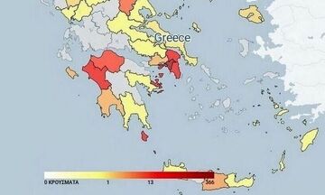 Η διασπορά του κορονοϊού στην Ελλάδα: 10 περιοχές «στο κόκκινο»