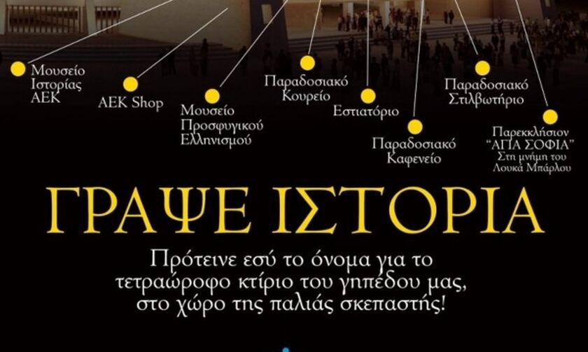 Η ΑΕΚ καλεί τους φίλους της: «Πρότεινε το όνομα του κτιρίου με τα μουσεία»