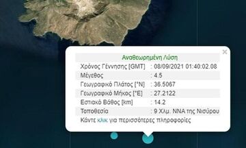 Σεισμός 4,5 Ρίχτερ στη Νίσυρο