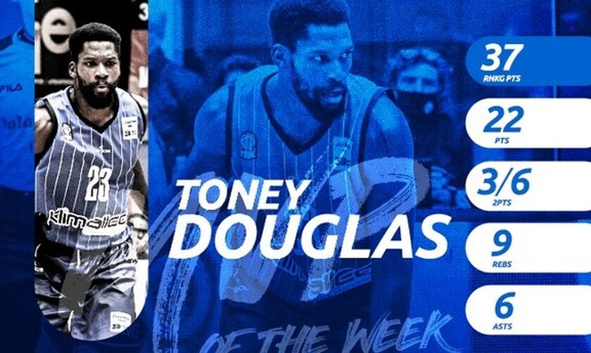 Basket League: MVP της 5ης αγωνιστικής ο Τόνι Ντάγκλας