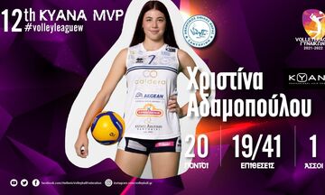 Volley League Γυναικών: MVP της 12ης αγωνιστικής η Αδαμοπούλου 