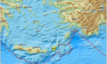 Δυνατός σεισμός ανάμεσα σε Κρήτη και Κάσο