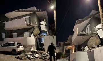 Ηράκλειο: Μπαλκόνι κατέρρευσε μπροστά στα μάτια των περαστικών! (pic)