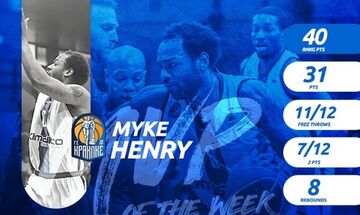 Basket League: MVP της 24ης αγωνιστικής ο Μάικ Χένρι