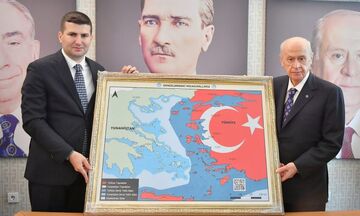 Νέα αμφισβήτηση κυριαρχίας - Χάρτης του Μπαχτσελί απλώνει την Τουρκία έως την Κρήτη