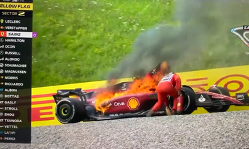 Grand Prix Αυστρίας: Βγήκε έγκαιρα από τη φλεγόμενη Ferrari o Σάινθ (vid)