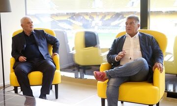ΑΕΚ: Ο πρόεδρος της Μπαρτσελόνα, Ζοάν Λαπόρτα επισκέφθηκε την «OPAP Arena»