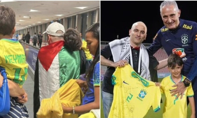 Μουντιάλ 2022 - Βραζιλία: Παλαιστίνιος οπαδός πήρε στις πλάτες του τον εγγονό του Τίτε