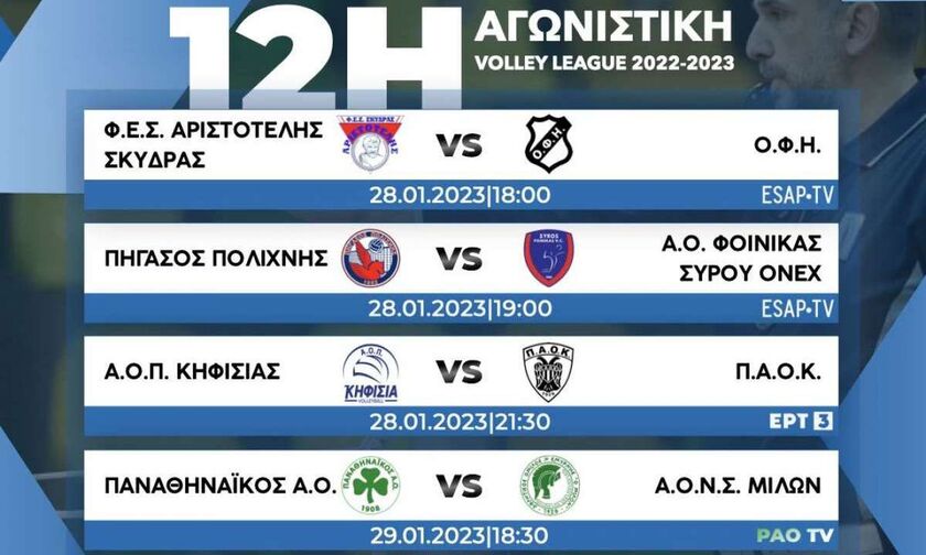 Volley League: Tο πρόγραμμα και οι μεταδόσεις της 12η αγωνιστικής