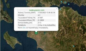 Σεισμός 4 ρίχτερ στην Ανδραβίδα