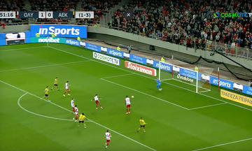 Ολυμπιακός - ΑΕΚ: Το 1-1 με αυτογκόλ του Μπα μετά το πλασέ του Λιβάι