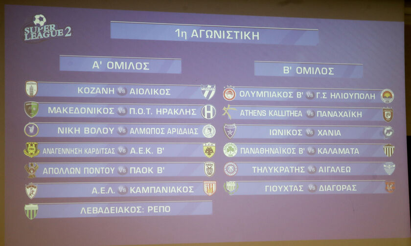 Super League 2: Η κλήρωση του πρωταθλήματος