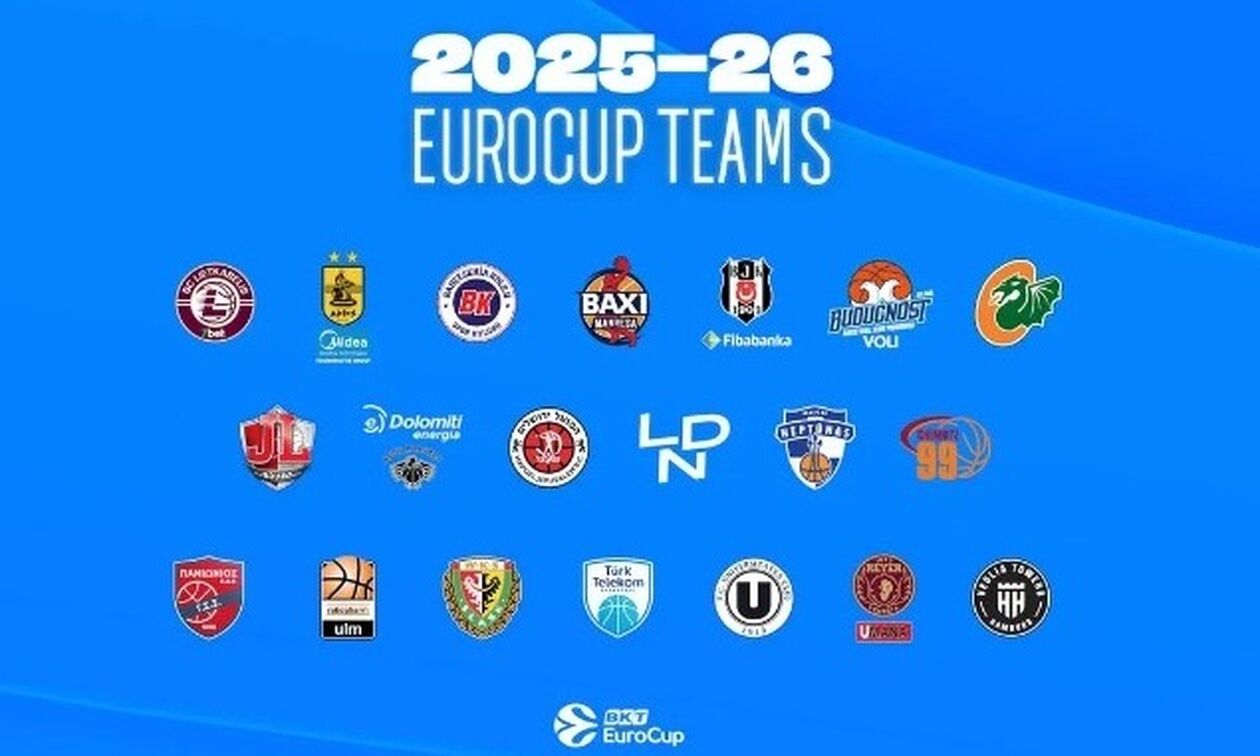 Οι 20 ομάδες του Eurocup, συμπεριλαμβανομένων Άρη και Πανιωνίου