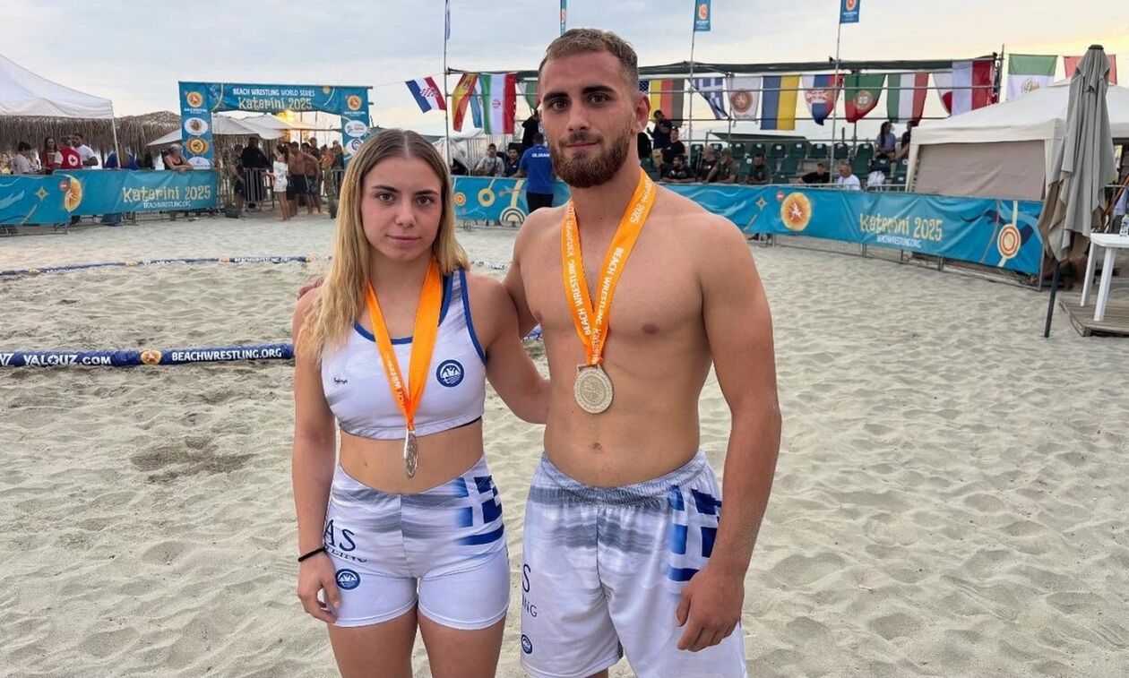 Beach Wresting U20: Ασημένιοι στο Παγκόσμιο πρωτάθλημα Καρνάβας και Παπαδοπούλου