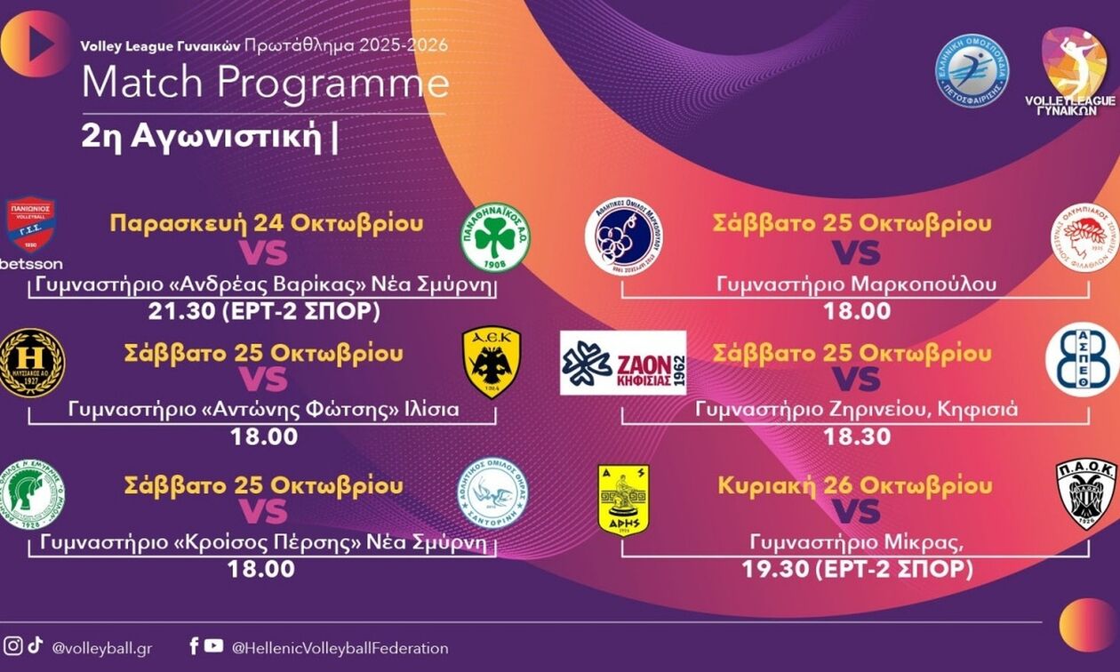 Volley League Γυναικών: Ξεχωρίζει το ντέρμπι στη Νέα Σμύρνη