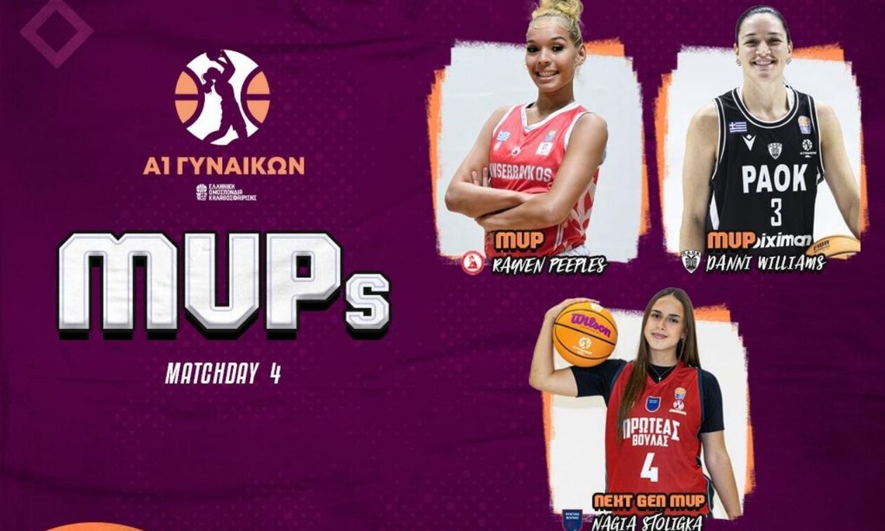Α1 Γυναικών: MVP Γουίλιαμς και Πιπλς, MVP Next Gen η Στολίγκα