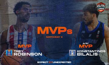 Elite League: MVP της 4ης αγωνιστικής ο Ρόμπινσον, MVP Next Gen ο Μπιλάλης