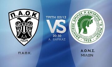 ΠΑΟΚ - Μίλων: Σπουδαίο ντέρμπι για την πρόκριση στα ημιτελικά