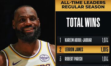 Δεύτερος σε νίκες στην ιστορία του NBA ο Λεμπρόν Τζέιμς