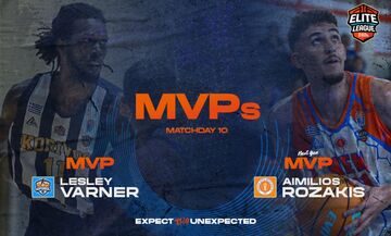 Elite League: MVP της 10ης αγωνιστικής ο Βάρνερ - MVP Next Gen ο Ροζάκης