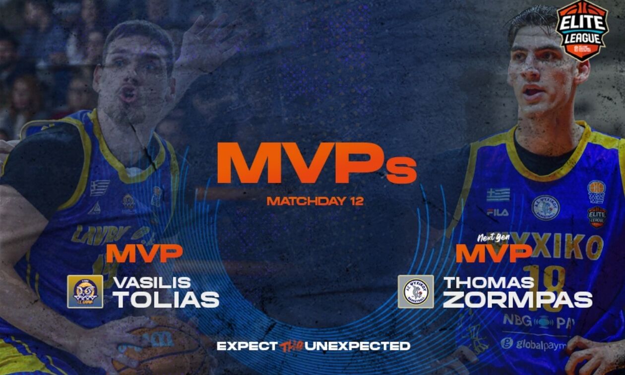 Elite League: MVP της 12ης αγωνιστικής ο Τόλιας - MVP Next Gen ο Ζορμπάς