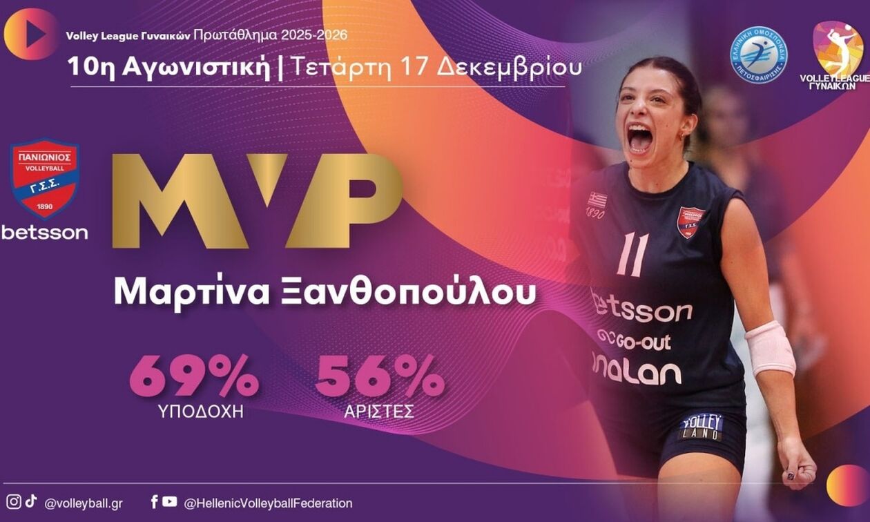 Volley League Γυναικών: MVP της αγωνιστικής η Ξανθοπούλου