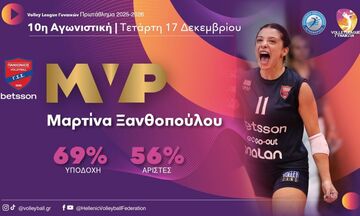 Volley League Γυναικών: MVP της αγωνιστικής η Ξανθοπούλου