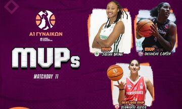 Α1 Γυναικών: MVP Κάρτερ και Μπράουν, MVP Next Gen η Αλεξιά