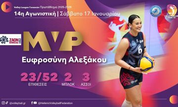 Volley League Γυναικών: MVP της αγωνιστικής η Αλεξάκου