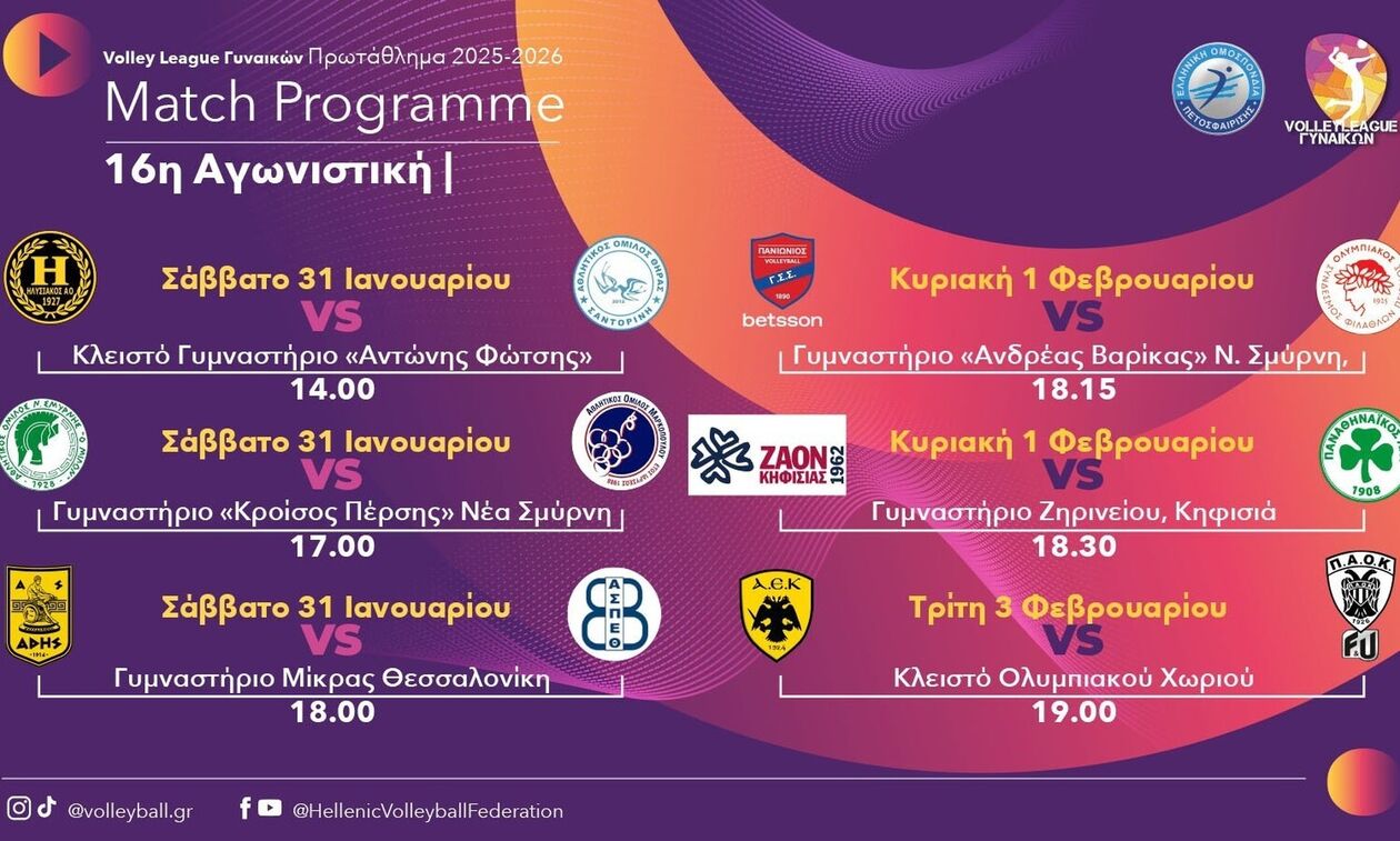 Volley League Γυναικών (16η αγωνιστική): Μεγάλα ντέρμπι σε Νέα Σμύρνη και Κηφισιά