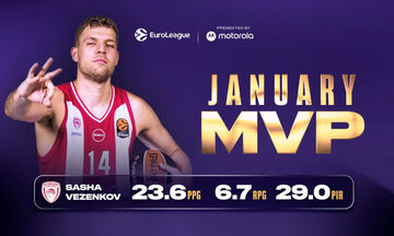 Ολυμπιακός: MVP Ιανουαρίου ο Βεζένκοφ (vid) 
