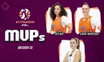 Α1 Γυναικών: MVP της 20ής αγωνιστικής οι Μπέι και Μόρτενσεν