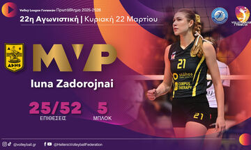 Volley League Γυναικών: MVP της αγωνιστικής η Ζαντοροζνάι 