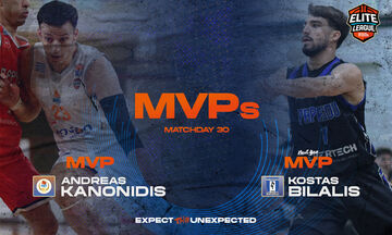 Elite League: MVP της 30ης αγωνιστικής ο Κανονίδης, MVP Next Gen ο Μπιλάλης